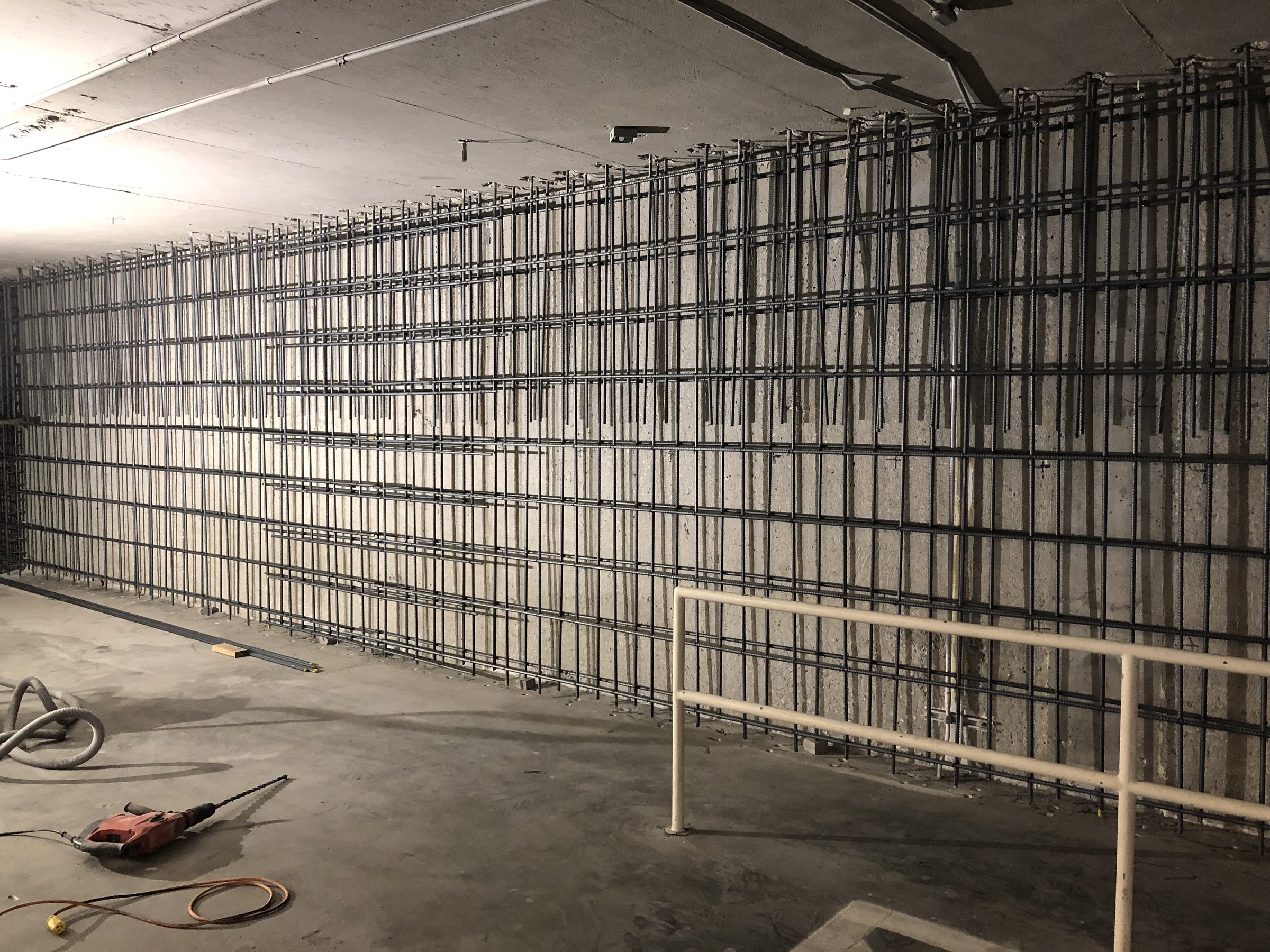 Rebar shear wall — large garage level installation
