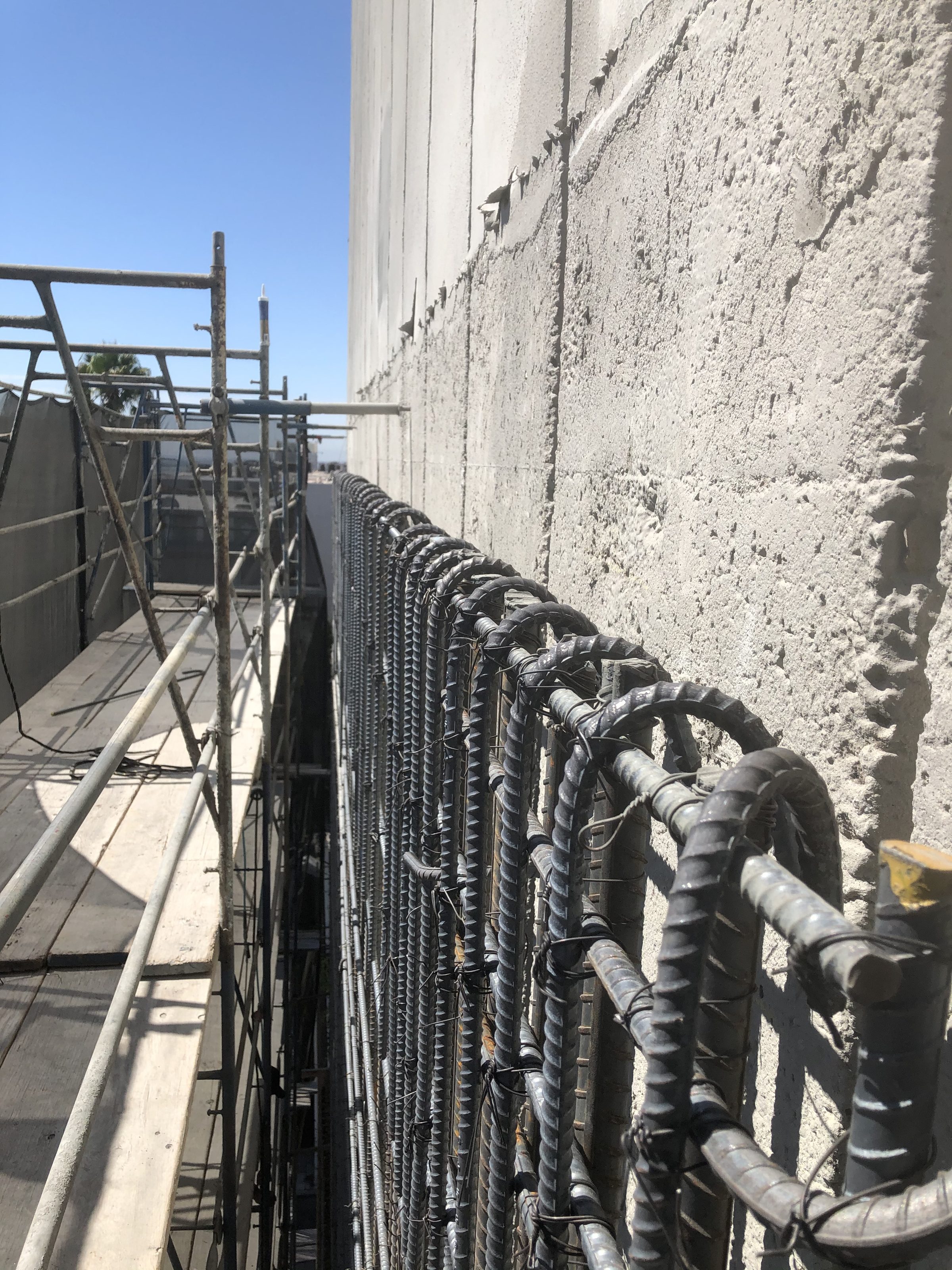 Exterior rebar — shear wall along building face