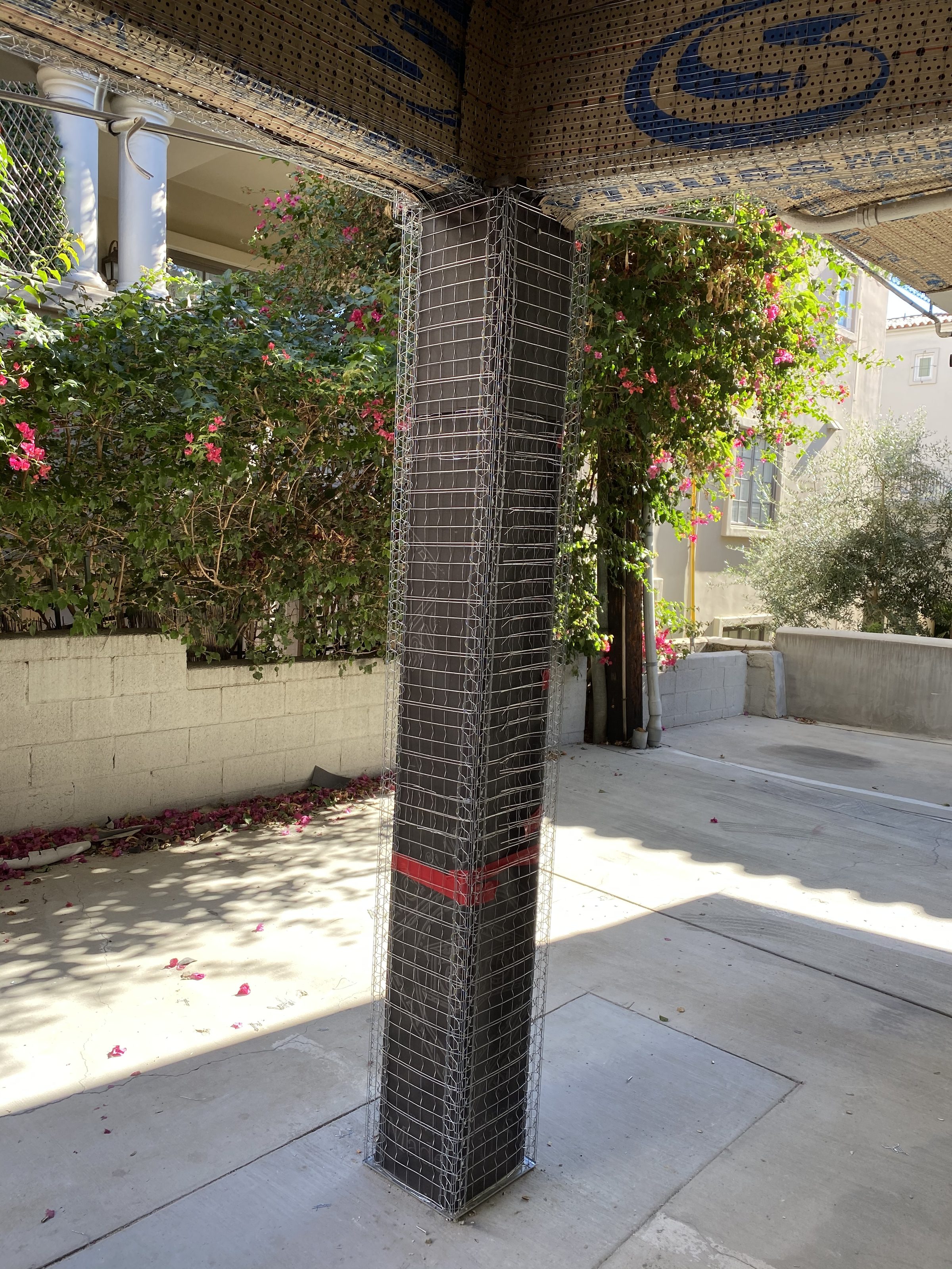 Steel column with lath wrap โ pre-stucco