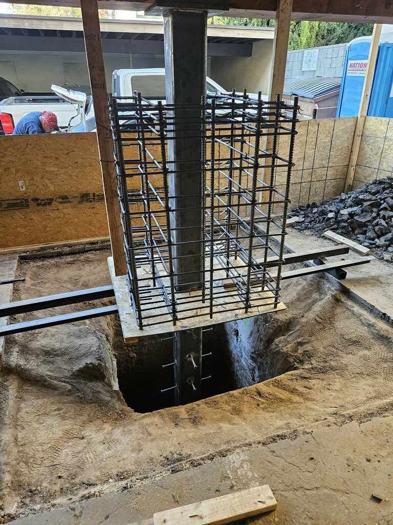 Rebar cage and footing โ new steel column base detail